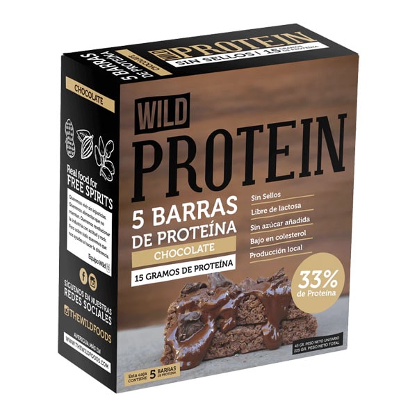 CAJA BARRA DE CHOCOLATE BITTER VEGANA WILD PROTEIN-min